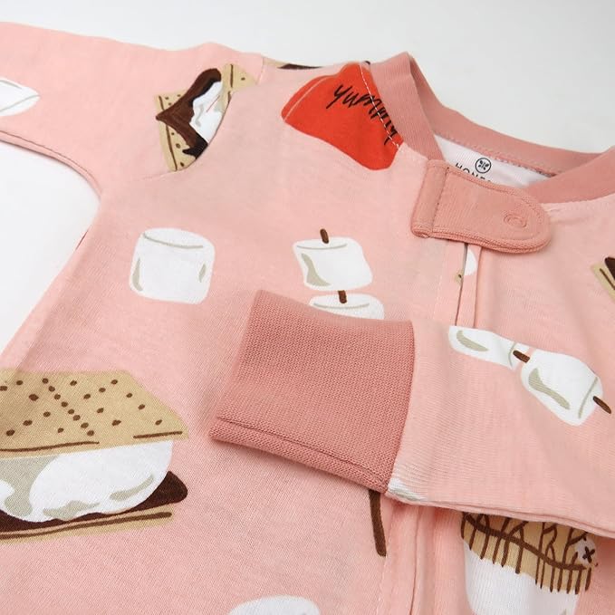 HonestBaby Non-Slip Footed Pajamas One-Piece Sleeper Zip-Front Pjs 100% Organic Cotton for Baby Girls