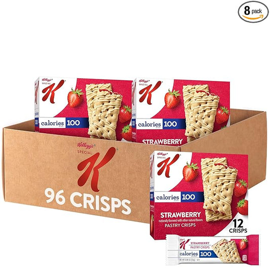 Special K Bar Pastry Crisps, Breakfast Bars, 100 Calorie Snacks, Strawberry (8 Boxes, 96 Count)
