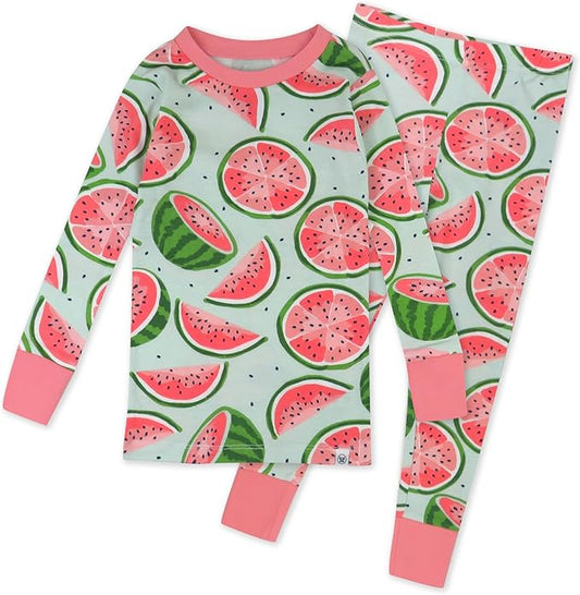 HonestBaby baby-girls 2-piece Pajamas Sleepwear Pjs 100% Organic Cotton for Baby, Toddler, Kids, Girl