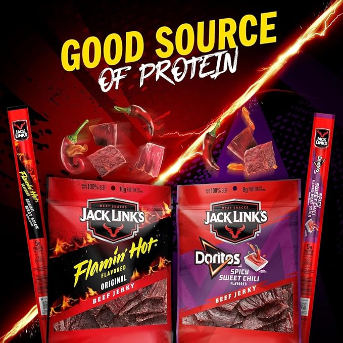 Frito Lay Jack Link's Doritos Meat Sticks, Sweet & Tangy BBQ, 0.92 oz Sticks (20 Pack)