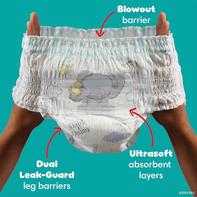 Pampers Diapers - Swaddlers 360° - Size 5, 52 Count, up to 100% Leakproof Comfy Dry Fit, Designed for Easy Changes, Pull On Baby Diaper (Packaging May Vary)
