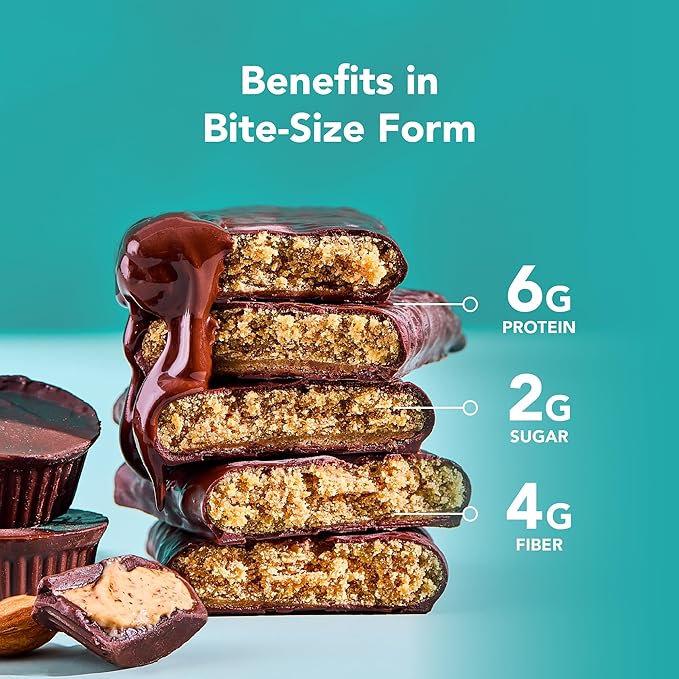 ALOHA Organic Plant Based Protein Bar MINIS | Almond Butter Cup | 20 Count, 24g Bars | Vegan, Low Sugar, Gluten Free, Low Carb, Non-GMO, Stevia Free, Soy Free, No Sugar Alcohols