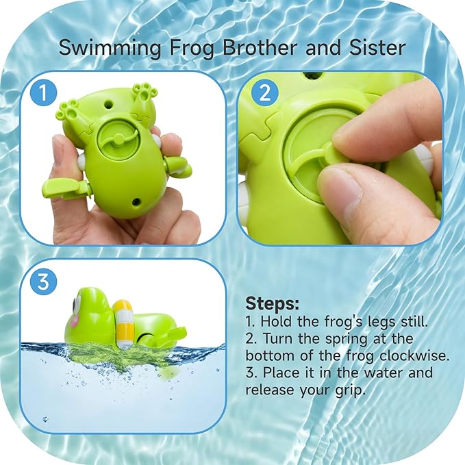 Baby Bath Toys, Toddler Bath Toys for Boys Girls, Frog Bathtub Toy with Floating Swimming Toys and Water Guns, Shower Toy for Kids