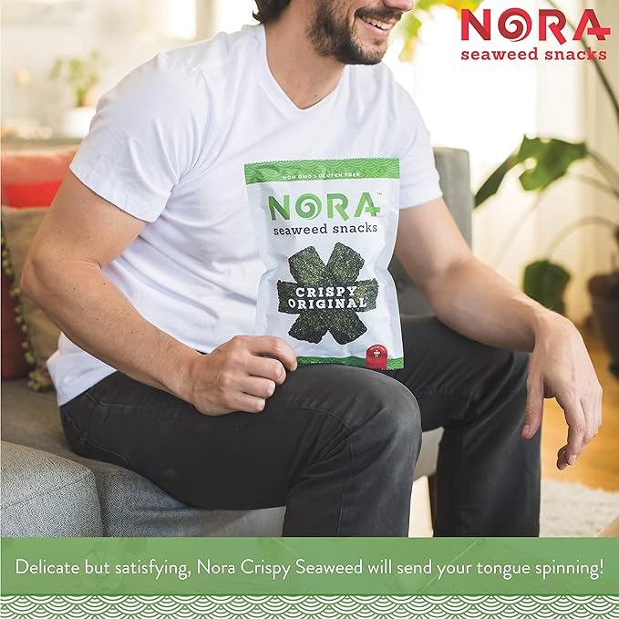 Original Crispy Seaweed Snacks by Nora, Low-Carb Healthy Snacks for Adults, Thick Nori Sheets Snack Strips, Asian Snacks, Vegan, Gluten-Free, Non-GMO, 6-Pack