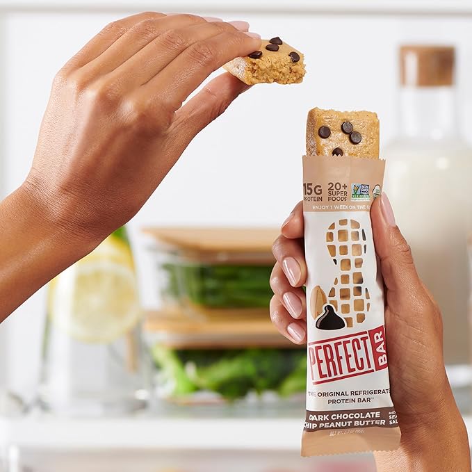 Perfect Bar Original Refrigerated Protein Bar, Dark Chocolate Chip Peanut Butter, 2.3 Ounce Bar, 8 Count (Pack of 3)