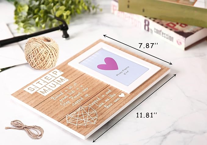 Scrabble Theme Gift for Step Mum-Mothers Day Birthday Wedding Christmas Gift for Mother in Law,Step Mum-Bonus Mom Present-Wooden Photo Frame Picture Frame