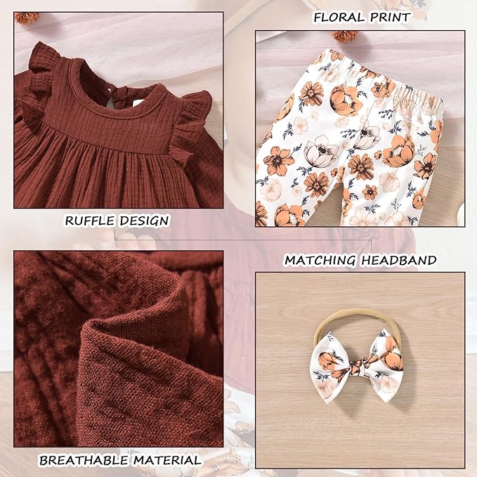 HINTINA Infant Baby Girl Long Sleeve Fall Winter Outfits With Headband