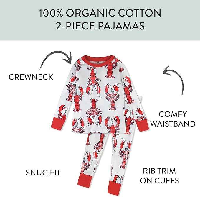 HonestBaby unisex-baby Celebration 2-piece Pajamas Sleepwear Pjs 100% Organic Cotton for Baby, Toddler, Kids