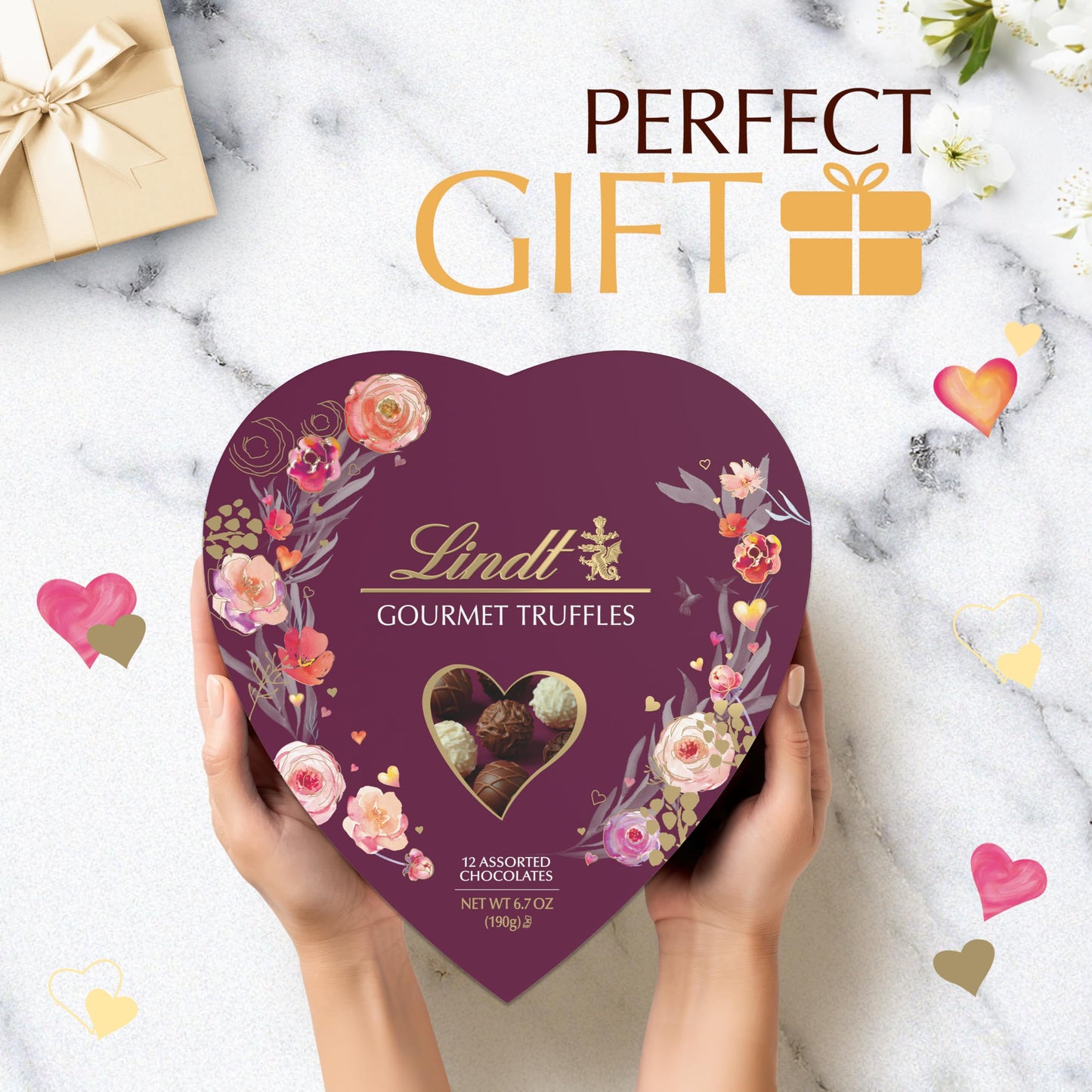 Lindt Valentine's Gourmet Truffles Assorted Chocolate Candy Heart, 6.7 oz.
