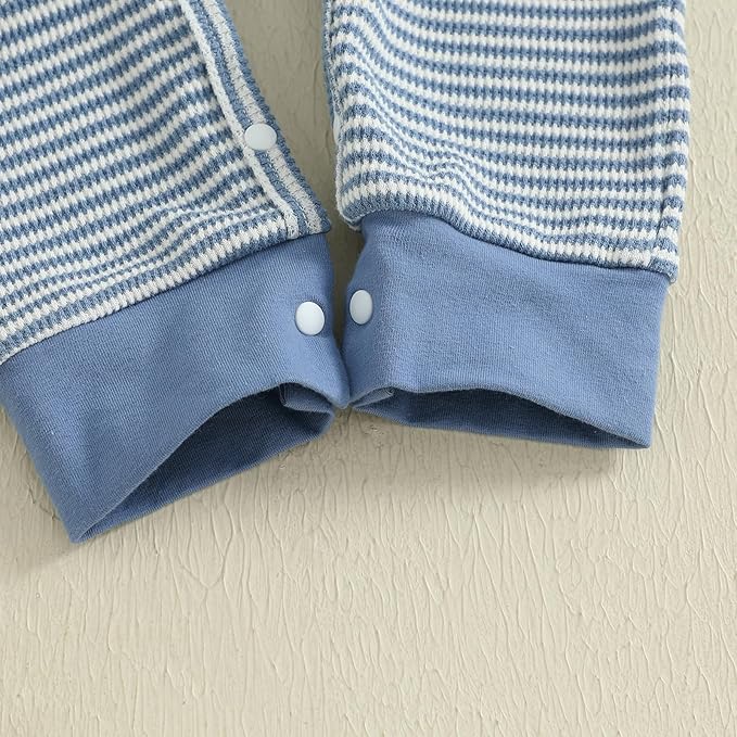 fhutpw Newborn Baby Boy Clothes Ribbed Knit Bodysuit 3 6 Months Infant Fall Long Sleeve Splicing Color Romper Jumpsuit & Hat