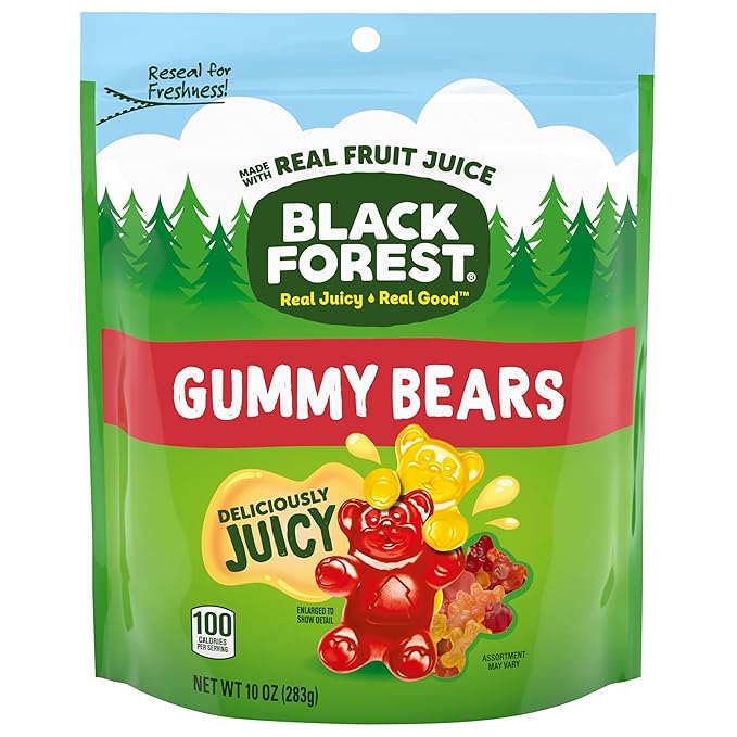 Black Forest Gummy, Bears, Fruit Flavor, Deliciously Juicy, Made with Real Fruit Juice, 10 oz