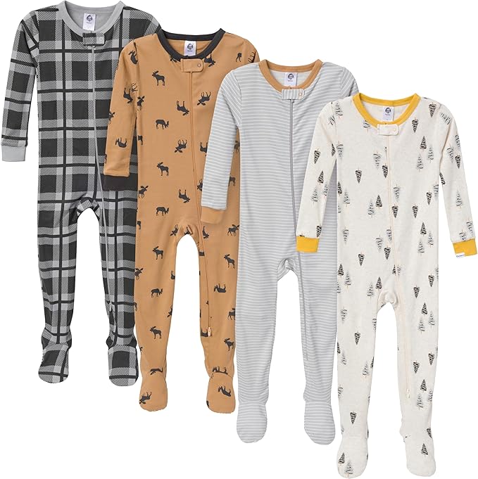 Gerber baby-boys Baby-boys 4-pack Footed Pajamas