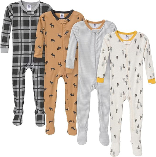 Gerber baby-boys Baby-boys 4-pack Footed Pajamas