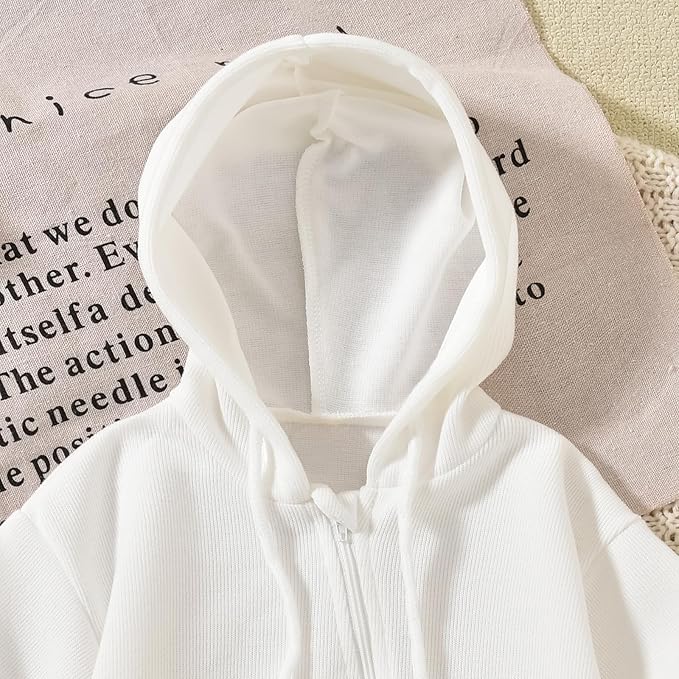 Unutiylo Unisex Baby Boys Girls Long Sleeve Infant Baby Zipper Hooded Jumpsuits Romper Loose Outfit Clothes