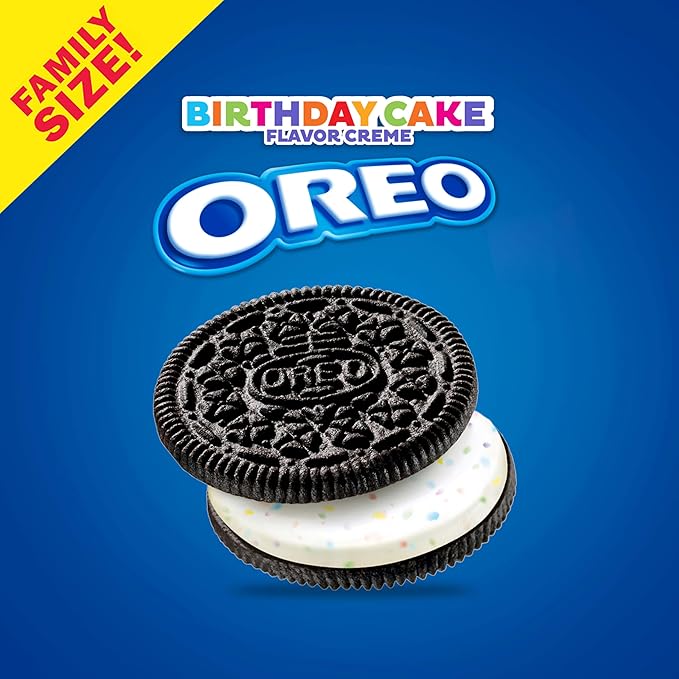 OREO Birthday Cake Creme Chocolate Sandwich Cookies, Family Size, 12 - 17 oz Packs