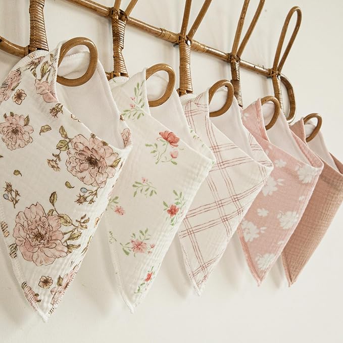 Muslin Baby Bibs 8 Pack, Baby Bandana Drool Bib for Drooling and Teething, Cotton Soft Absorbent for Girls Boys