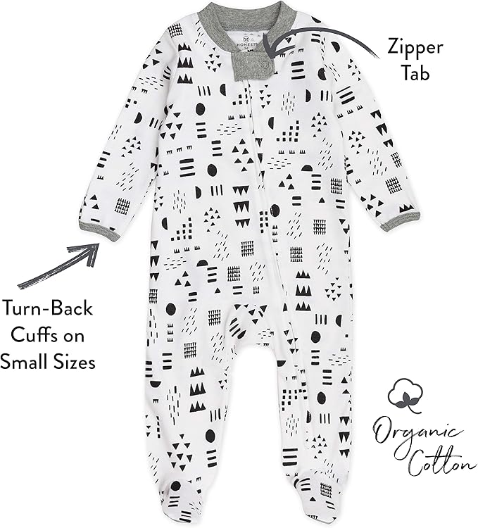 HonestBaby Sleep & Play Footed One-piece Pajama Sleeper 100% Organic Cotton, Baby Boys