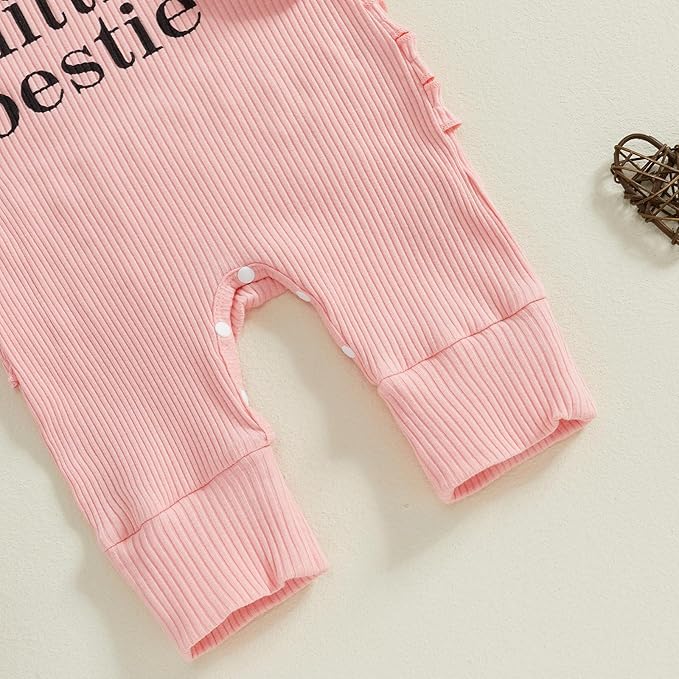 Newborn Girl Clothes Baby Girl Coming Home Outfit Zipper One-piece Outfits Ruffle Footie Bodysuit Jumpsuit Headband