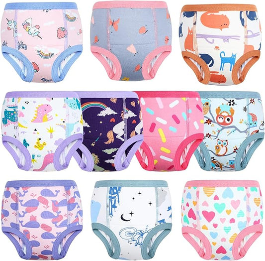MooMoo Baby Potty Training Underwear 10 Packs Absorbent Toddler Training Pants for Boys and Girls Cotton Pee Pants 2T-9T