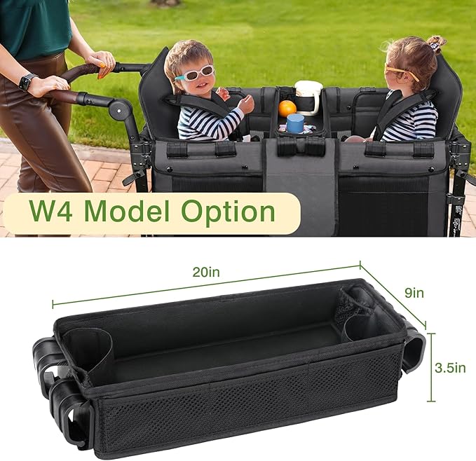 AROUY Stroller Snack Tray Attachment - Easy to Clean Universal Stroller Snack Tray for Wonderfold Wagon W4 Accessories with Cup Holder (L (W4 Model))