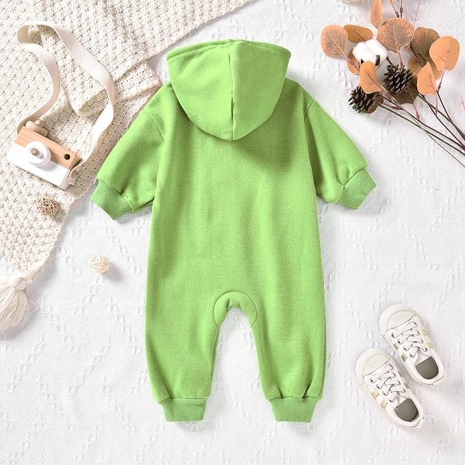 Unutiylo Unisex Baby Boys Girls Long Sleeve Infant Baby Zipper Hooded Jumpsuits Romper Loose Outfit Clothes