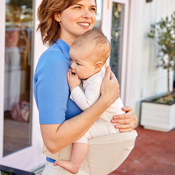Ergobaby Ergonomic Baby Carrier Hip Seat with Storage, Comfortable Wide Waistbelt and Lumbar Support (17-45 lb) from The Brand Leader in Carriers, Lift Hip Seat, Natural Beige