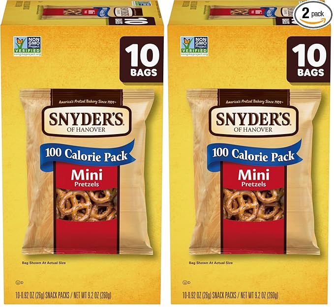 Snyder's of Hanover, 100 Calorie Mini Pretzels, Individual Packs, 10 Ct (pack of 2)