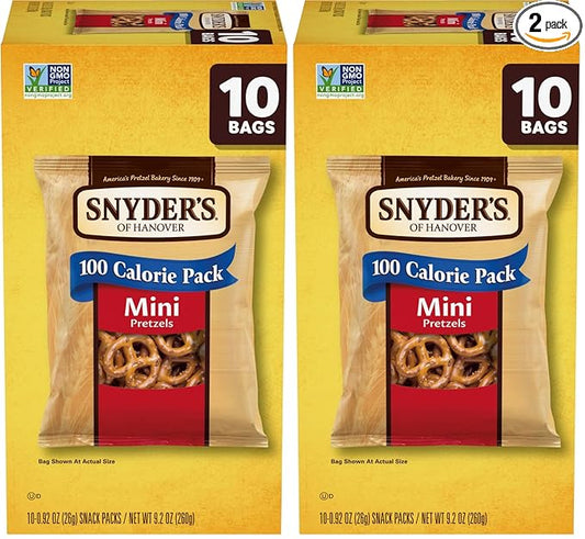 Snyder's of Hanover, 100 Calorie Mini Pretzels, Individual Packs, 10 Ct (pack of 2)