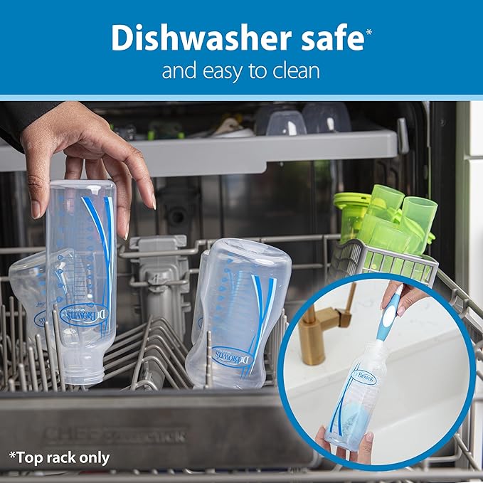 Dr. Brown's Natural Flow Anti-Colic Options+ Special Edition Blue Baby Bottle Gift Set with Soft Sippy Spout Transition Cup, Flexees Teether, Bottle Cleaning Brush and Travel Caps