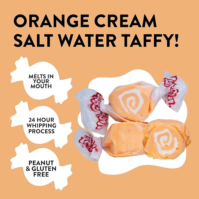 Taffy Town Saltwater Taffy, Orange Cream, 2.5Lb