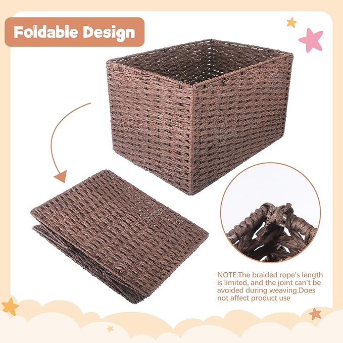 Wooden Baby Shower Crate Closet, Baby Storage Crate with Handle, Foldable Handwoven Storage Basket for Gifts, Welcome Gift Basket for Newborn Boys Girls, Pregnancy Gifts for New Parents