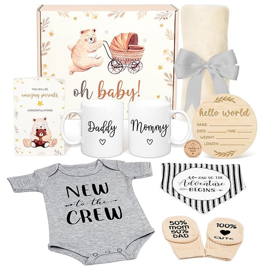 New Parents Gifts for Couples 2024 2025, Pregnancy Gifts for New Mom and Dad, First Time Mom Gifts Basket, Expecting Parents to Be Gift for Baby Shower, Gender Reveal