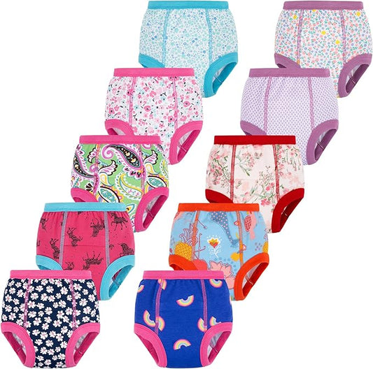 BIG ELEPHANT 10-Pack Baby Potty Training Underwear, Soft 100% Cotton Absorbent Training Pants for Boys & Girls, Ages 12M-10Y