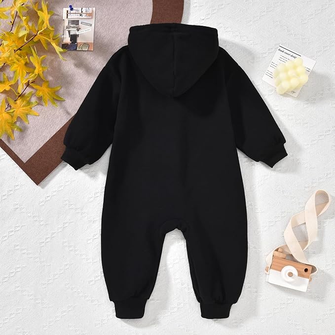 Unutiylo Unisex Baby Boys Girls Long Sleeve Infant Baby Zipper Hooded Jumpsuits Romper Loose Outfit Clothes