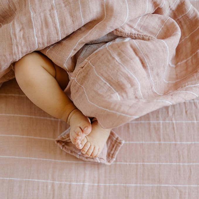 Little Unicorn Premium Cotton Swaddle Baby Blanket | Breathable Fabric | for swaddling, Play, Nursing & More (Mauve Stripe)