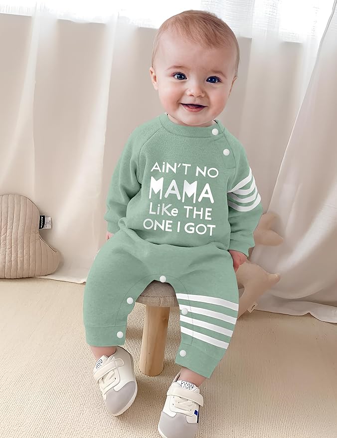 Baby Boy Clothes Infant Mamas Print Romper Stripe Sleeve Outfits Fall Winter Baby Clothing Jumpsuit
