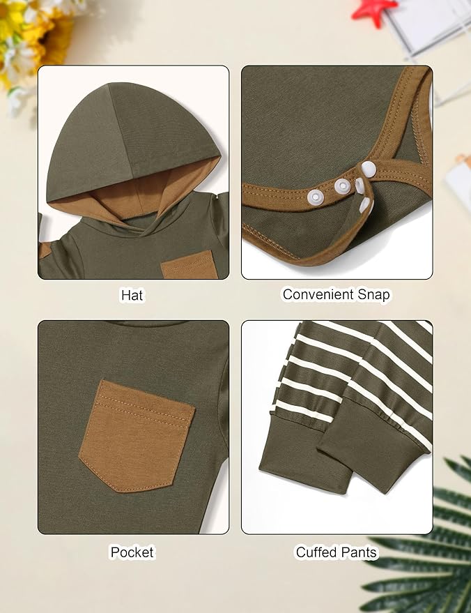 Fommy Newborn Baby Boy Clothes Plaid Letter Print Long Sleeve Hoodies + Long Pants 2PCS Fall Winter Outfits Set