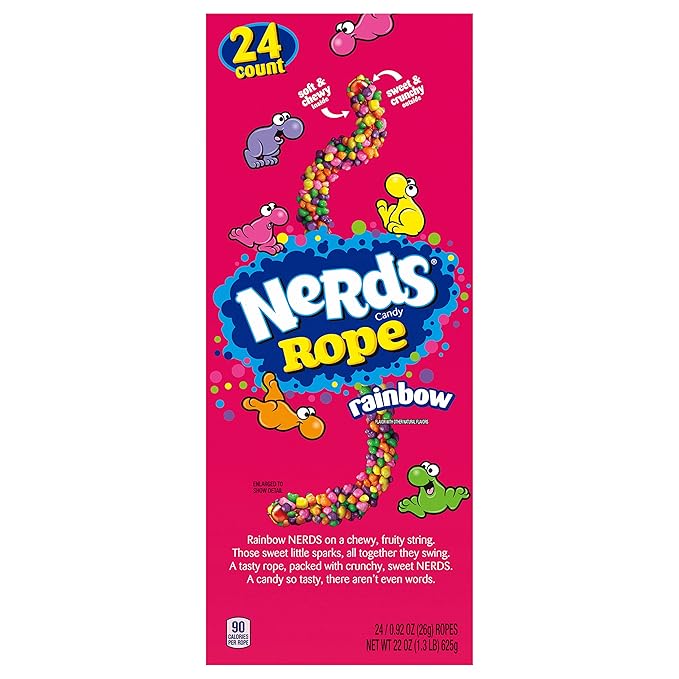 Nerds Rope Candy, Rainbow, 0.92 Ounce (Pack of 48)