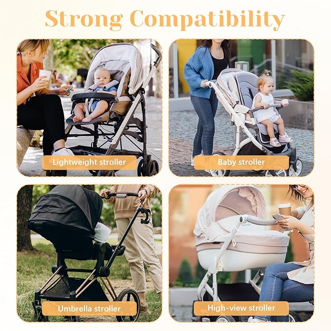 Stroller Snack Tray,Adjustable Snack Tray for Stroller with Cup Holder and Phone Holder,Enlarged Thickened Accessories, Non-slip Handle Clip Suitable for Round Tube Flat Tube Handrails