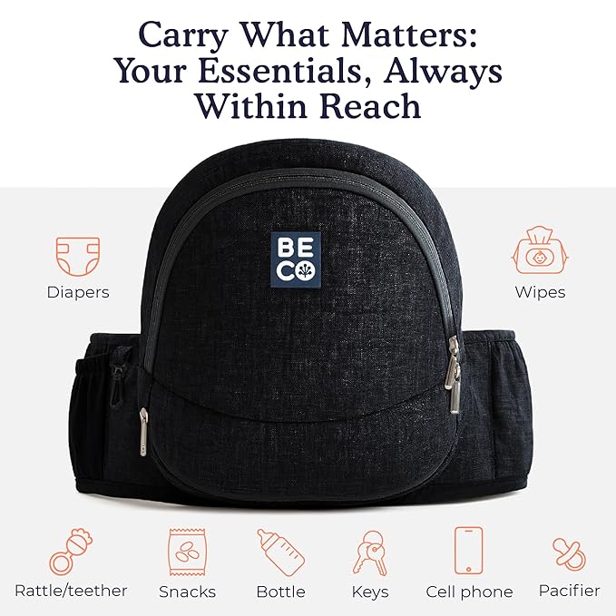 Beco Foldable Hip Seat Carrier - Baby 4-in-1 Easy-to-Use Carrier with Space-Saving Design for Newborn to Toddler (0-36 months/7-32.8 lbs (Black)