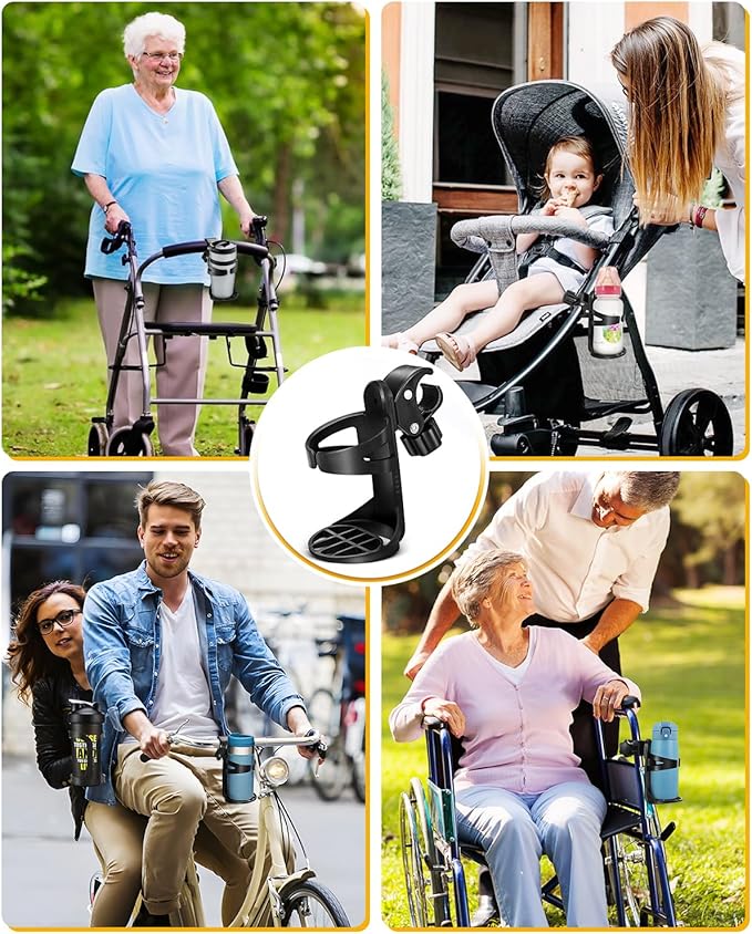Pack of 2 Stroller Cup Holder, Universal Drink Bottle Holders for Trolleys,Wheelchair, Walker,Bicycle,Bike
