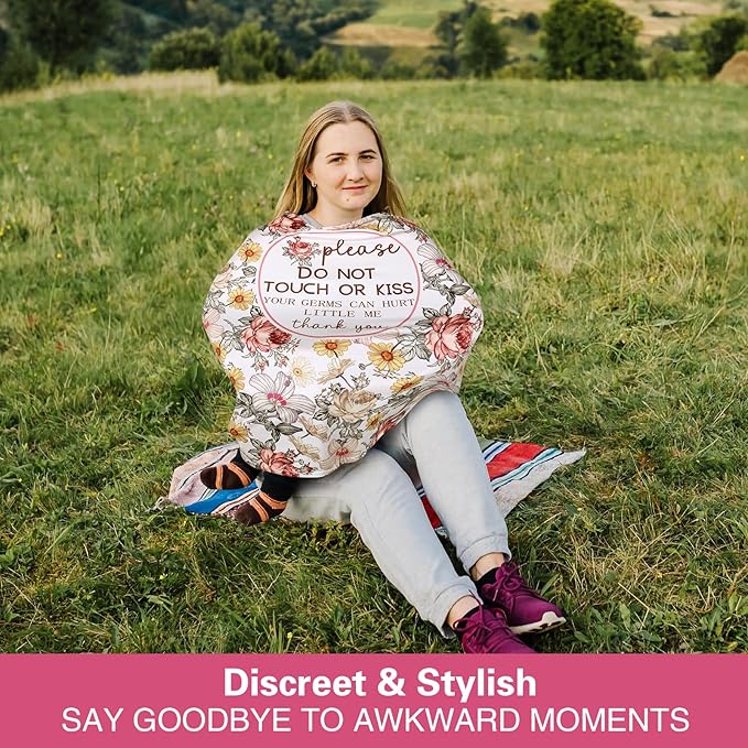 Metplus Breathable Car Seat Cover for Babies, Stretchy Nursing Cover for Breastfeeding, Multi Use Newborn Carrier/Stroller/Shopping Cart, Girl Boy Stroller Cover Gift