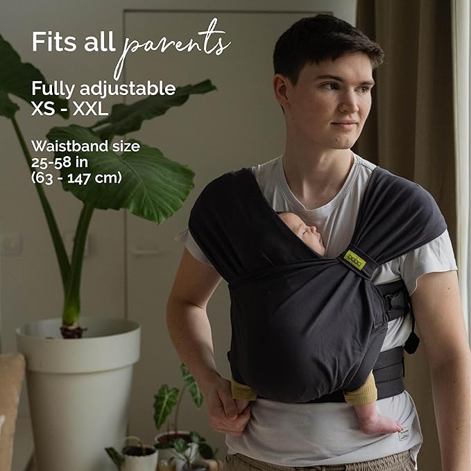 Boba Bliss Pre-Wrapped Baby Carrier with Buckle - Newborn to 7-35 lbs Light, Breathable & Easy to Adjust Hybrid Infant Sling & Toddler Carrier - Certified Hip-Healthy for 0-18 Months - Charcoal