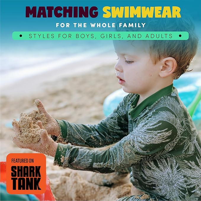 SwimZip Boys' Long-Sleeve UPF 50+ Swimsuit for Baby, Toddler, & Little Boys