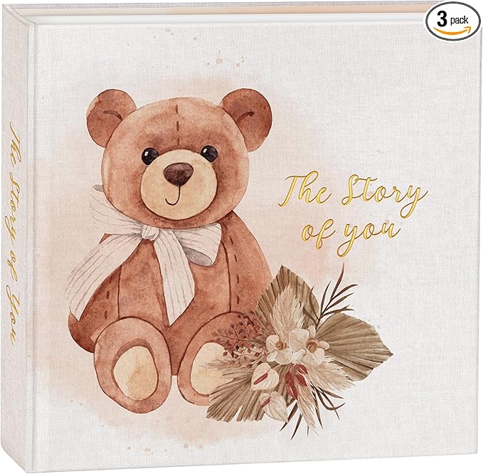 Elegant Design Baby Memory Book for Boy or Girl, Baby 5 Years Journal with Keepsake Sleeve, First Time Mom must have with 24 Baby Milestone Stickers, Scrapbook or Photo Album.