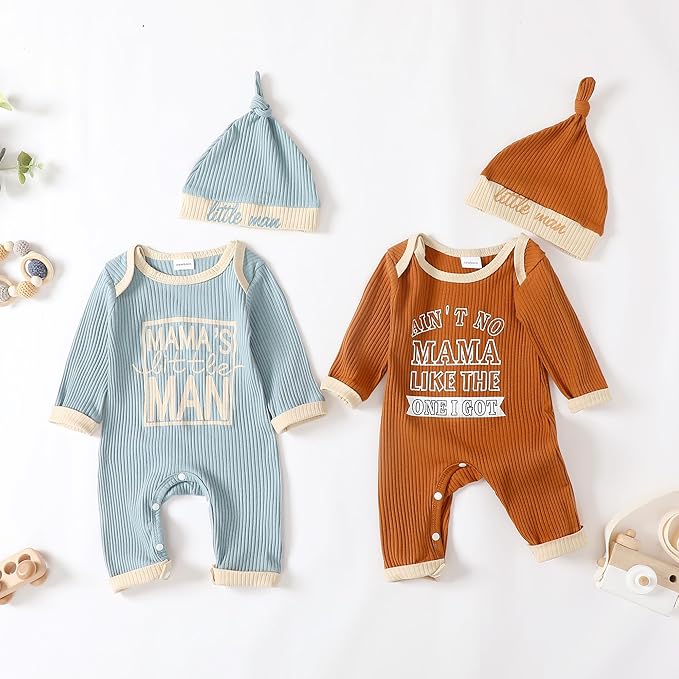 NZRVAWS Baby Boy Clothes Preemie Infant Boy Bear Outfits Jumpsuit Bodysuit Letter Print Romper