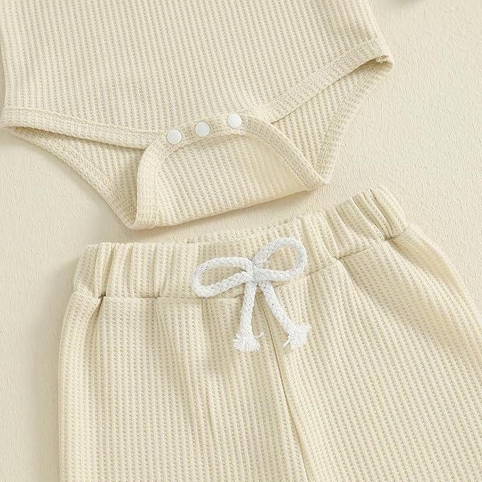 CIYCUIT Newborn Baby Boy Clothes Ribbed Knit Long Sleeve Bodysuit Pants 2-Piece Fall Winter Outfits