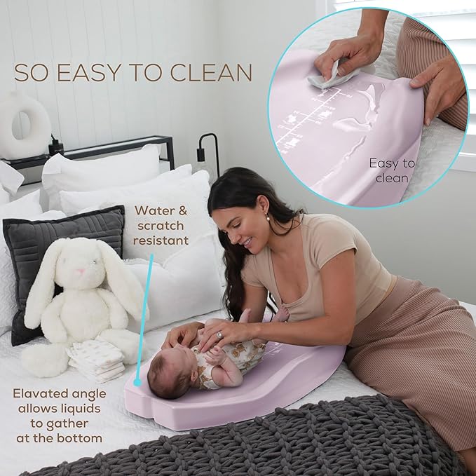 Apricity Baby Wipeable Changing Pad - Waterproof Baby Changing Pad with Raised Sides, Extra-Large 31.5" x 19.7" Diaper Changing Pad for Newborn to Toddler (Pink)
