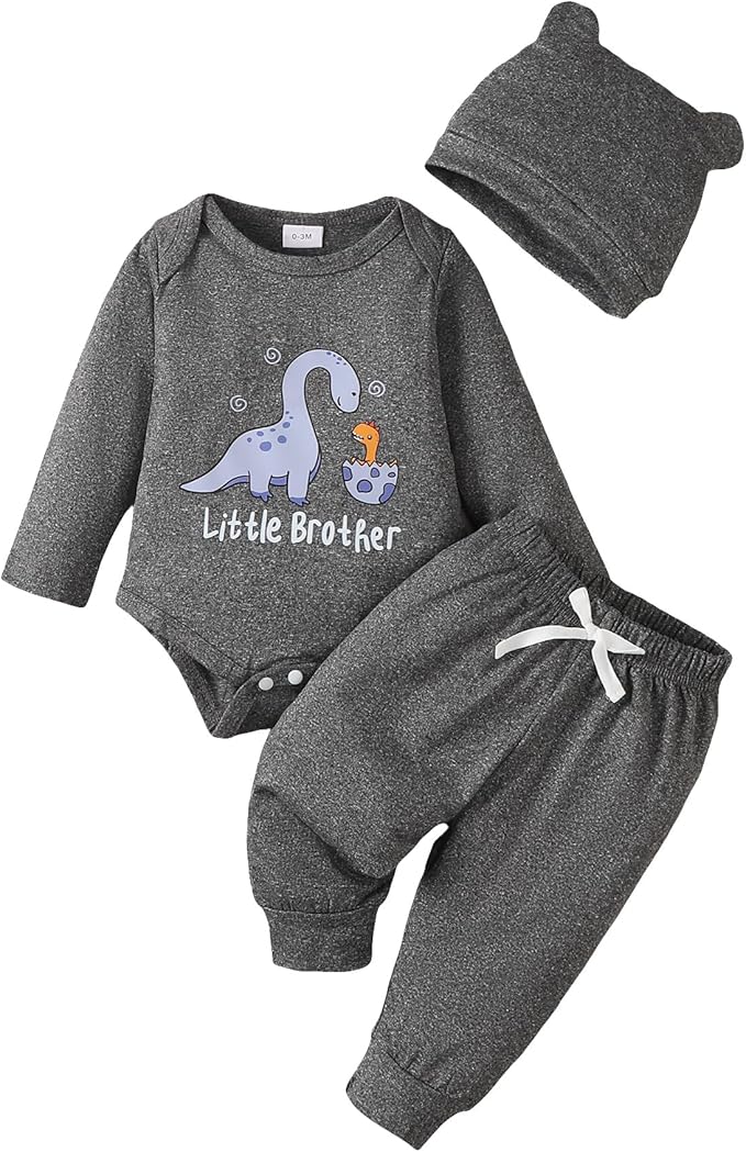 SUNNY PIGGY Baby Boy Clothes Newborn Infant Boys Outfits Romper Hat Pants 3PC Set 0-3 3-6 6-12 12-18 Month Clothing Gift