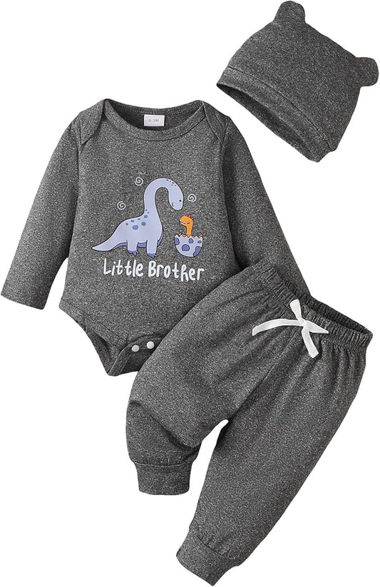 SUNNY PIGGY Baby Boy Clothes Newborn Infant Boys Outfits Romper Hat Pants 3PC Set 0-3 3-6 6-12 12-18 Month Clothing Gift